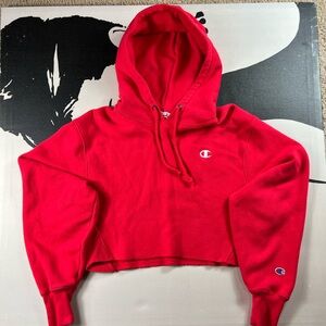 Champion Red Cropped Hoodie